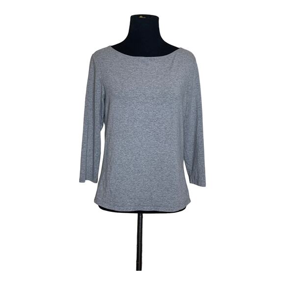 Eileen Fisher Gray Boat Neck 3/4 Sleeves Top Size PM - Picture 8 of 8